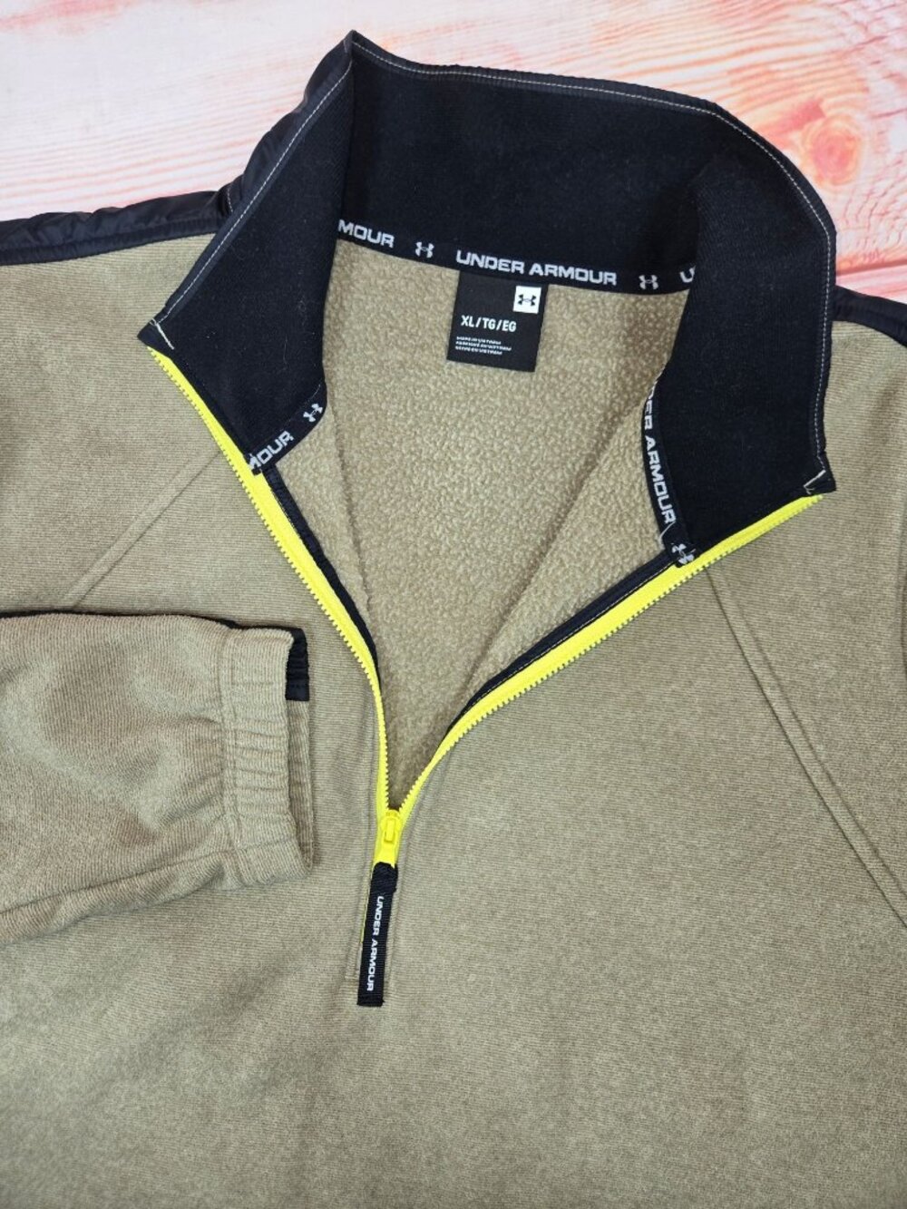 Under Armour Mens Fleece Pullover Jacket XL Beige